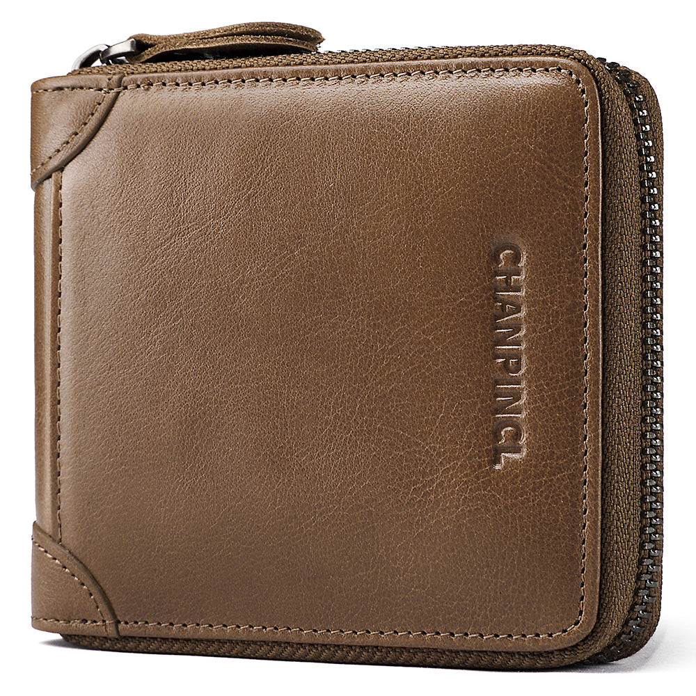 CHANPINCL CLQ375C Genuine Leather Wallet RFID Blocking Card Storage Pouch Cash Money Zipper Carrying Bag CHANPINCL CLQ375C Genuine Leather Wallet RFID Blocking Card Storage Pouch Cash Money Zipper Carrying Bag